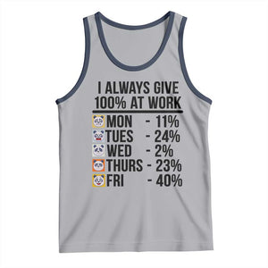 I Always Give 100% At Work Tank Top Funny Panda Office Mood TS12 Athletic Heather Navy Print Your Wear