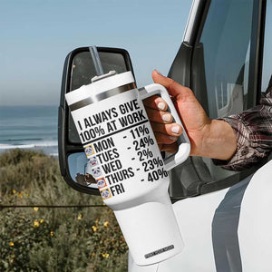 I Always Give 100% At Work Tumbler With Handle Funny Panda Office Mood TS12 Print Your Wear