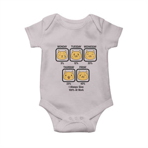 Funny Cat Office Mood Baby Onesie I Always Give 100% At Work Quote TS12 Ice Gray Print Your Wear