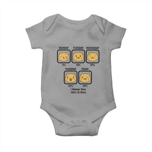 Funny Cat Office Mood Baby Onesie I Always Give 100% At Work Quote TS12 Sport Gray Print Your Wear