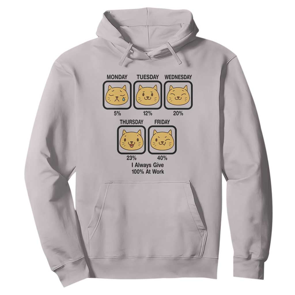 Funny Cat Office Mood Hoodie I Always Give 100% At Work Quote TS12 Ice Gray Print Your Wear