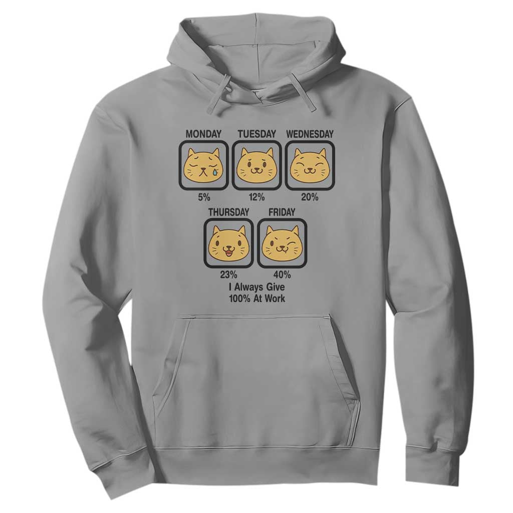 Funny Cat Office Mood Hoodie I Always Give 100% At Work Quote TS12 Sport Gray Print Your Wear