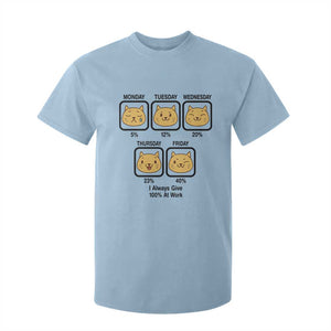 Funny Cat Office Mood T Shirt For Kid I Always Give 100% At Work Quote TS12 Light Blue Print Your Wear