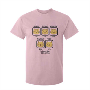 Funny Cat Office Mood T Shirt For Kid I Always Give 100% At Work Quote TS12 Light Pink Print Your Wear