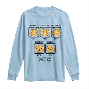 Funny Cat Office Mood Long Sleeve Shirt I Always Give 100% At Work Quote TS12 Light Blue Print Your Wear
