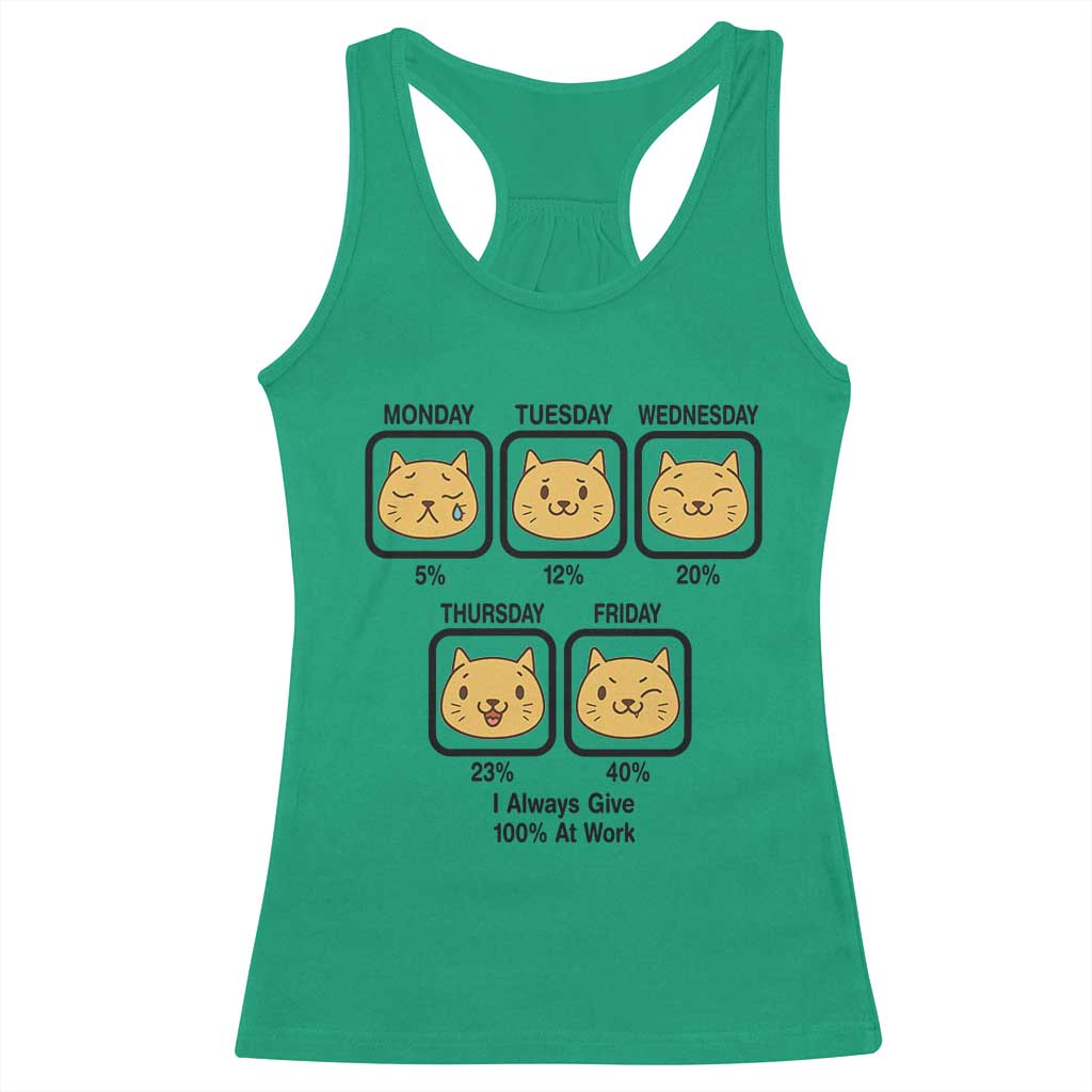 Funny Cat Office Mood Racerback Tank Top I Always Give 100% At Work Quote TS12 Irish Green Print Your Wear