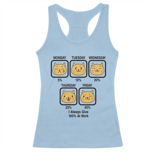 Funny Cat Office Mood Racerback Tank Top I Always Give 100% At Work Quote TS12 Light Blue Print Your Wear