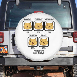 Funny Cat Office Mood Spare Tire Cover I Always Give 100% At Work Quote TS12 No hole White Print Your Wear