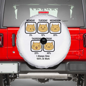 Funny Cat Office Mood Spare Tire Cover I Always Give 100% At Work Quote TS12 White Print Your Wear