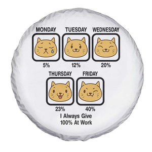 Funny Cat Office Mood Spare Tire Cover I Always Give 100% At Work Quote TS12 Print Your Wear