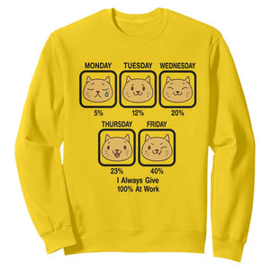 Funny Cat Office Mood Sweatshirt I Always Give 100% At Work Quote TS12 Daisy Print Your Wear
