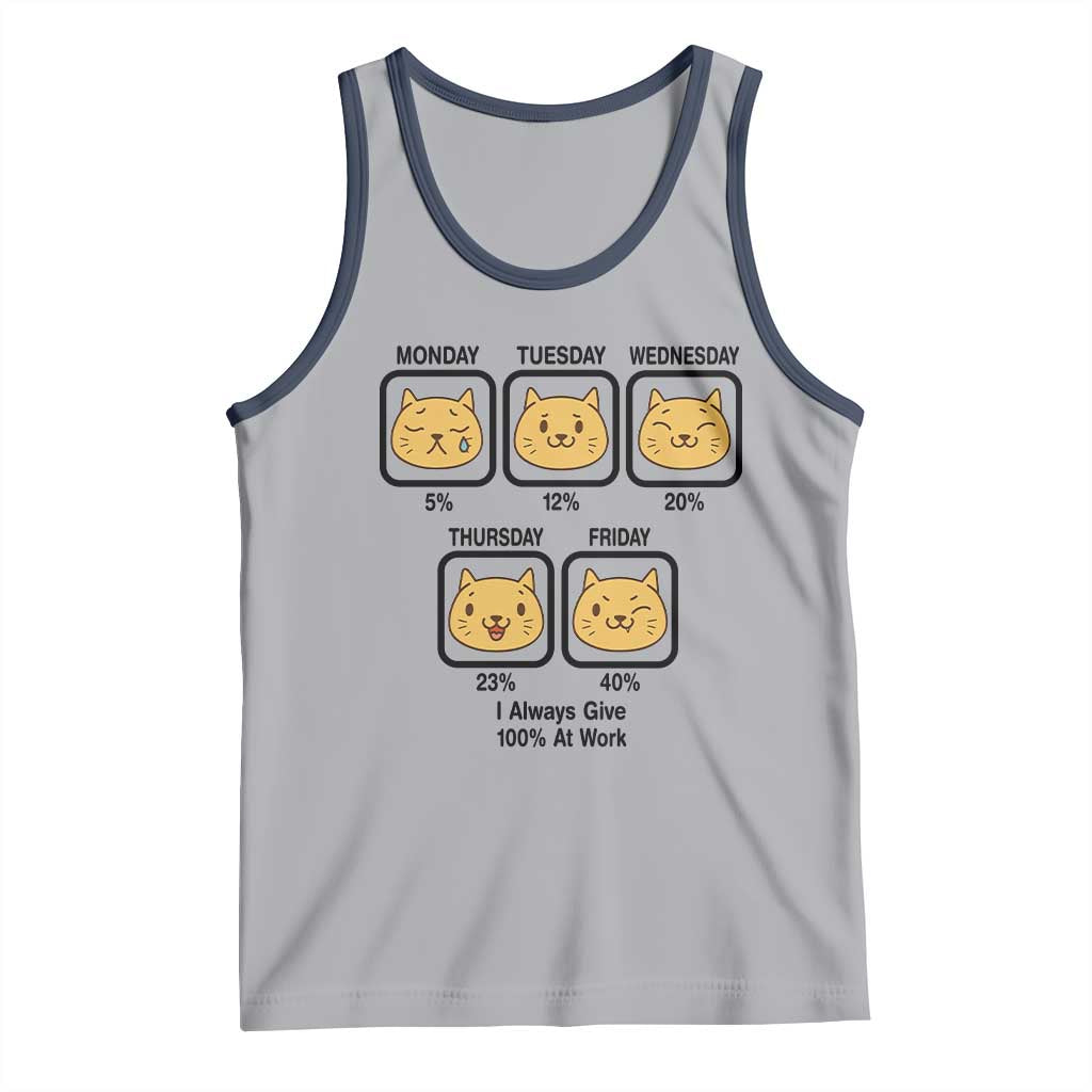 Funny Cat Office Mood Tank Top I Always Give 100% At Work Quote TS12 Athletic Heather Navy Print Your Wear