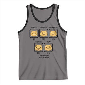 Funny Cat Office Mood Tank Top I Always Give 100% At Work Quote TS12 Deep Heather Black Print Your Wear
