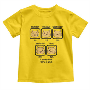 Funny Cat Office Mood Toddler T Shirt I Always Give 100% At Work Quote TS12 Daisy Print Your Wear