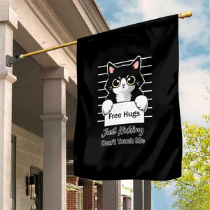 Funny Black Cat Quote Garden Flag Free Hugs Just Kidding Do Not Touch Me TS12 Print Your Wear