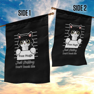 Funny Black Cat Quote Garden Flag Free Hugs Just Kidding Do Not Touch Me TS12 Print Your Wear