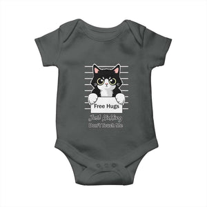 Funny Black Cat Quote Baby Onesie Free Hugs Just Kidding Do Not Touch Me TS12 Dark Heather Print Your Wear