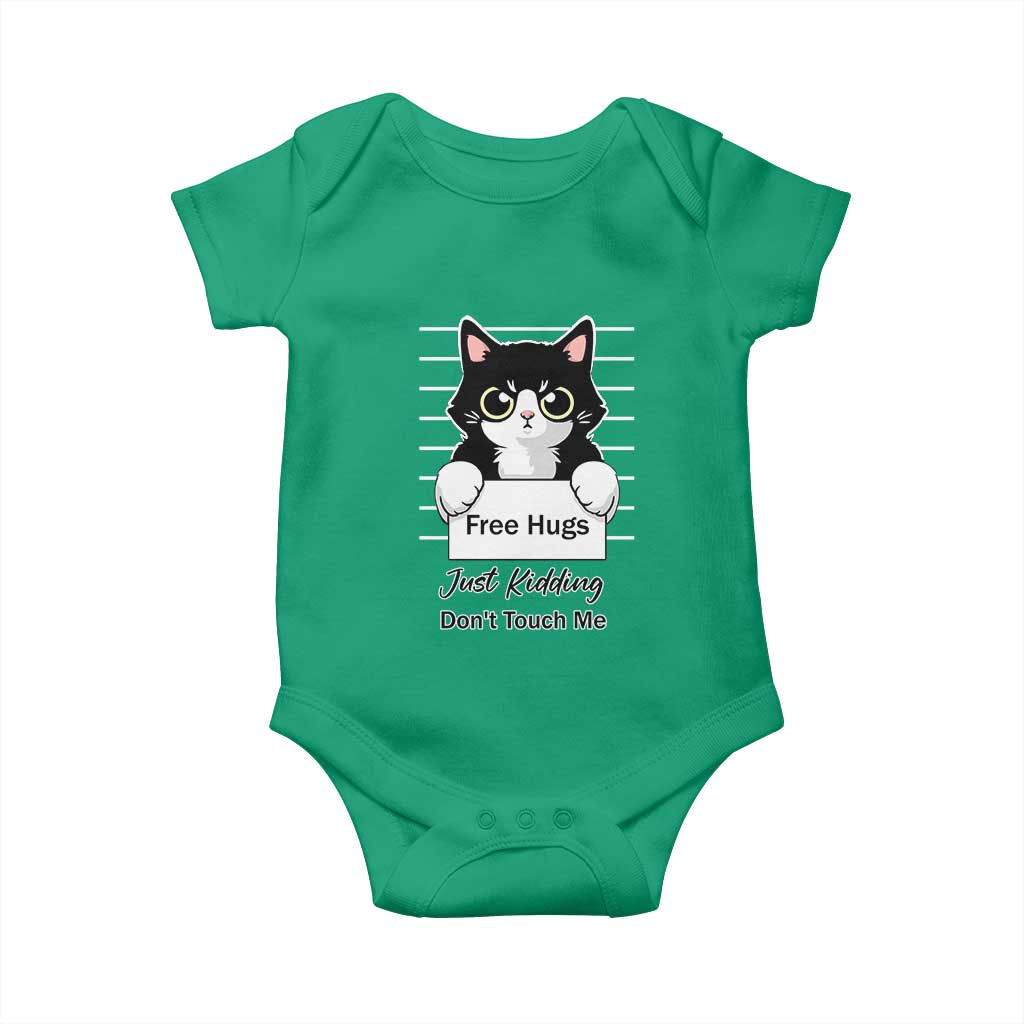 Funny Black Cat Quote Baby Onesie Free Hugs Just Kidding Do Not Touch Me TS12 Irish Green Print Your Wear