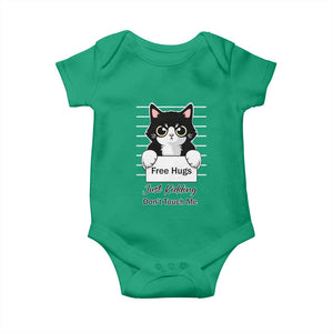 Funny Black Cat Quote Baby Onesie Free Hugs Just Kidding Do Not Touch Me TS12 Irish Green Print Your Wear