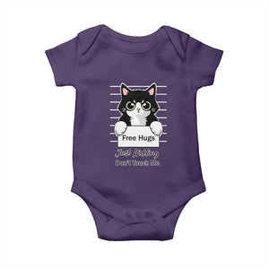 Funny Black Cat Quote Baby Onesie Free Hugs Just Kidding Do Not Touch Me TS12 Purple Print Your Wear