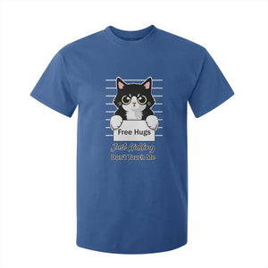 Funny Black Cat Quote T Shirt For Kid Free Hugs Just Kidding Do Not Touch Me TS12 Royal Blue Print Your Wear