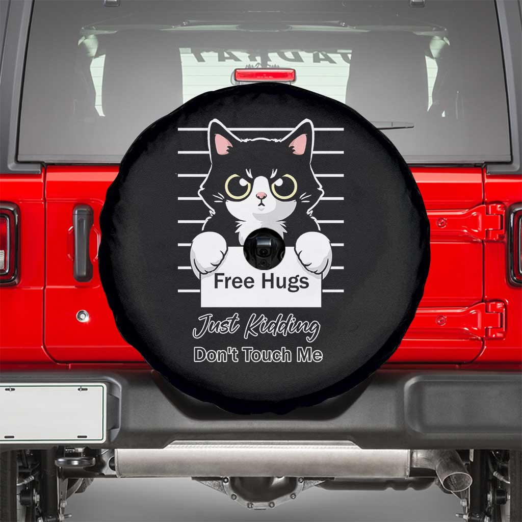 Funny Black Cat Quote Spare Tire Cover Free Hugs Just Kidding Do Not Touch Me TS12 Black Print Your Wear