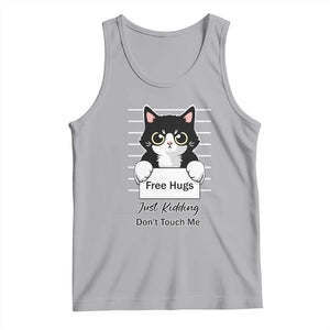 Funny Black Cat Quote Tank Top Free Hugs Just Kidding Do Not Touch Me TS12 Athletic Heather Print Your Wear