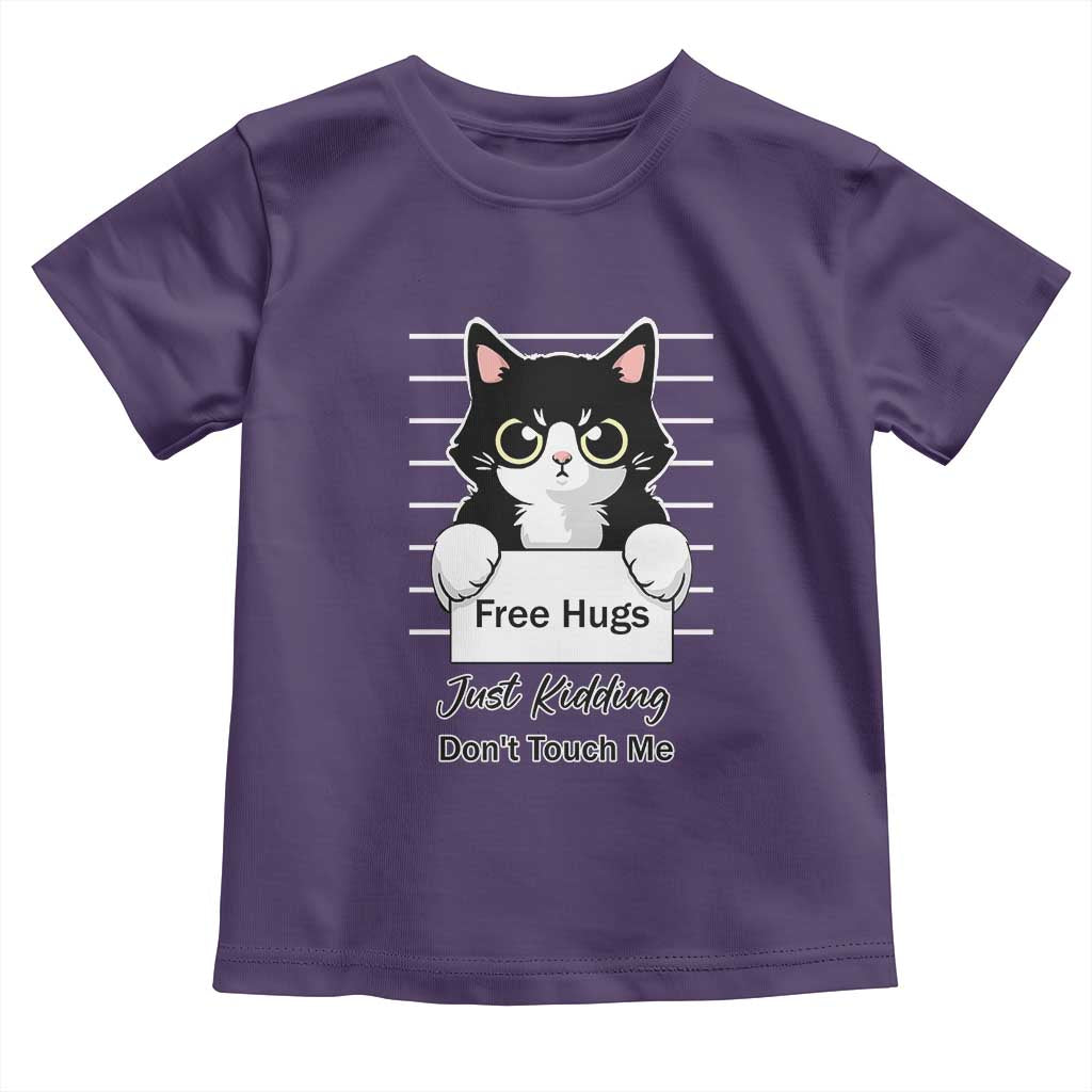 Funny Black Cat Quote Toddler T Shirt Free Hugs Just Kidding Do Not Touch Me TS12 Purple Print Your Wear