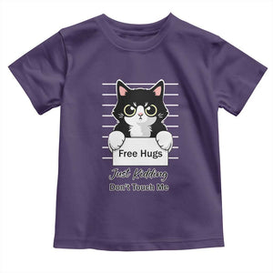 Funny Black Cat Quote Toddler T Shirt Free Hugs Just Kidding Do Not Touch Me TS12 Purple Print Your Wear