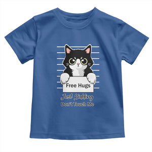 Funny Black Cat Quote Toddler T Shirt Free Hugs Just Kidding Do Not Touch Me TS12 Royal Blue Print Your Wear
