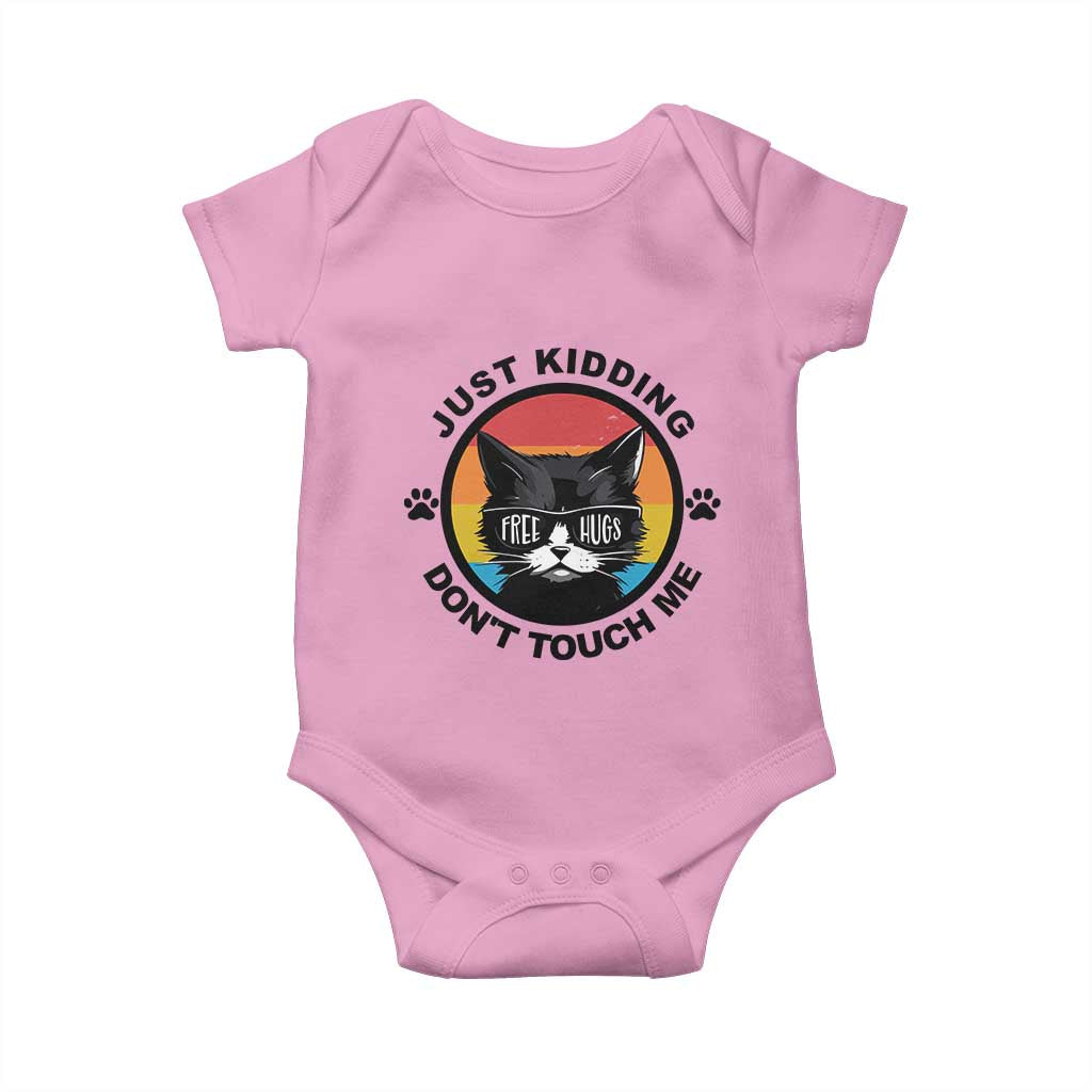 Black Cat Lovers Baby Onesie Free Hugs Just Kidding Do Not Touch Me Gift TS12 Light Pink Print Your Wear