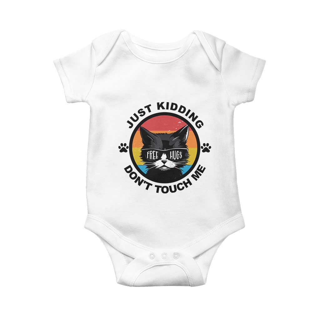 Black Cat Lovers Baby Onesie Free Hugs Just Kidding Do Not Touch Me Gift TS12 White Print Your Wear