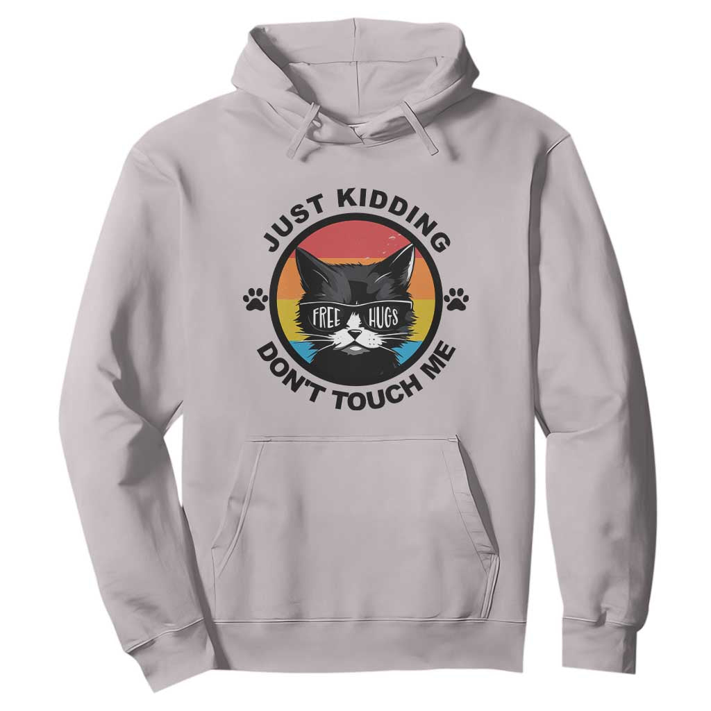 Black Cat Lovers Hoodie Free Hugs Just Kidding Do Not Touch Me Gift TS12 Ice Gray Print Your Wear