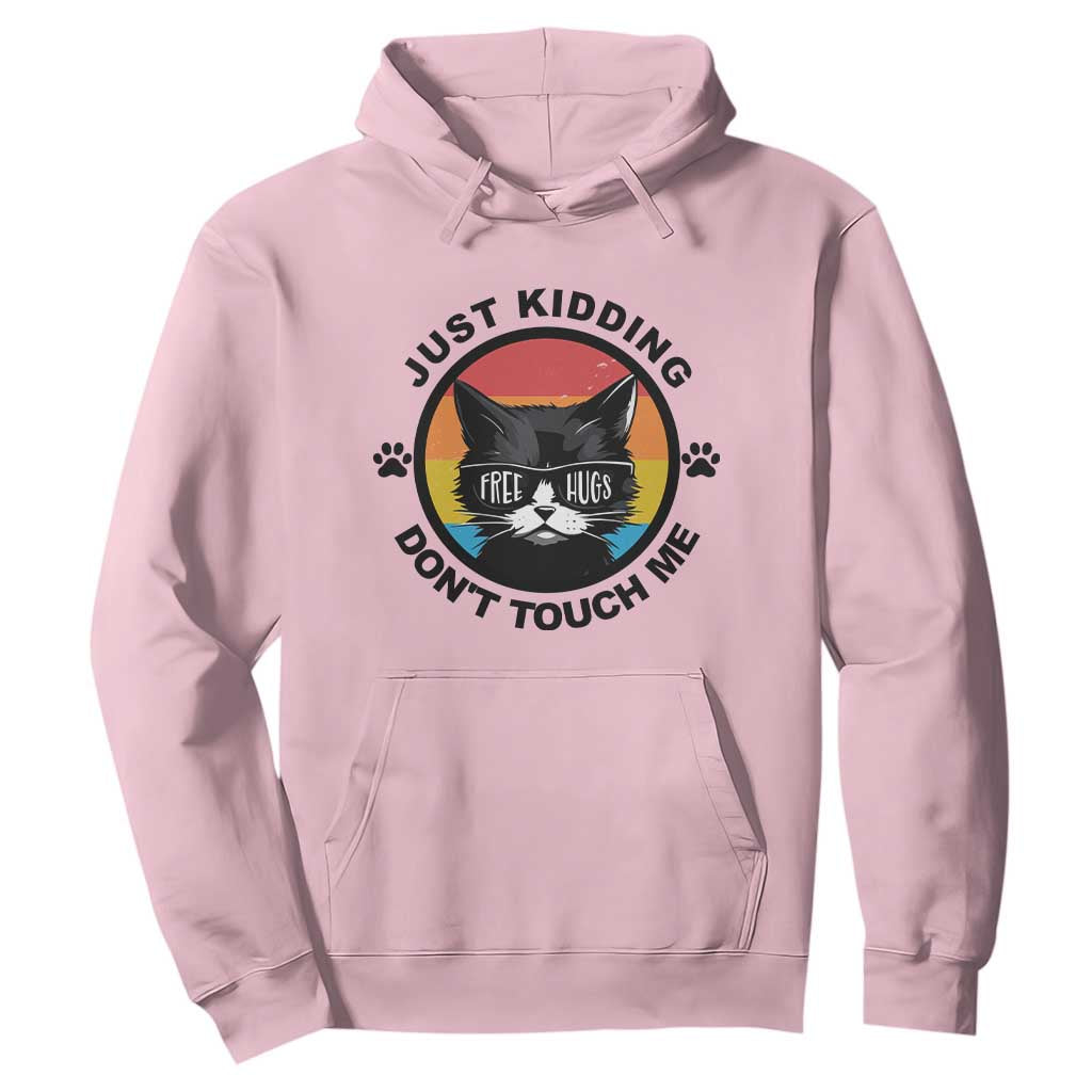 Black Cat Lovers Hoodie Free Hugs Just Kidding Do Not Touch Me Gift TS12 Light Pink Print Your Wear
