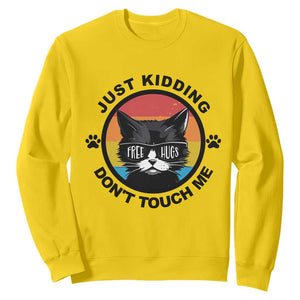 Black Cat Lovers Sweatshirt Free Hugs Just Kidding Do Not Touch Me Gift TS12 Daisy Print Your Wear