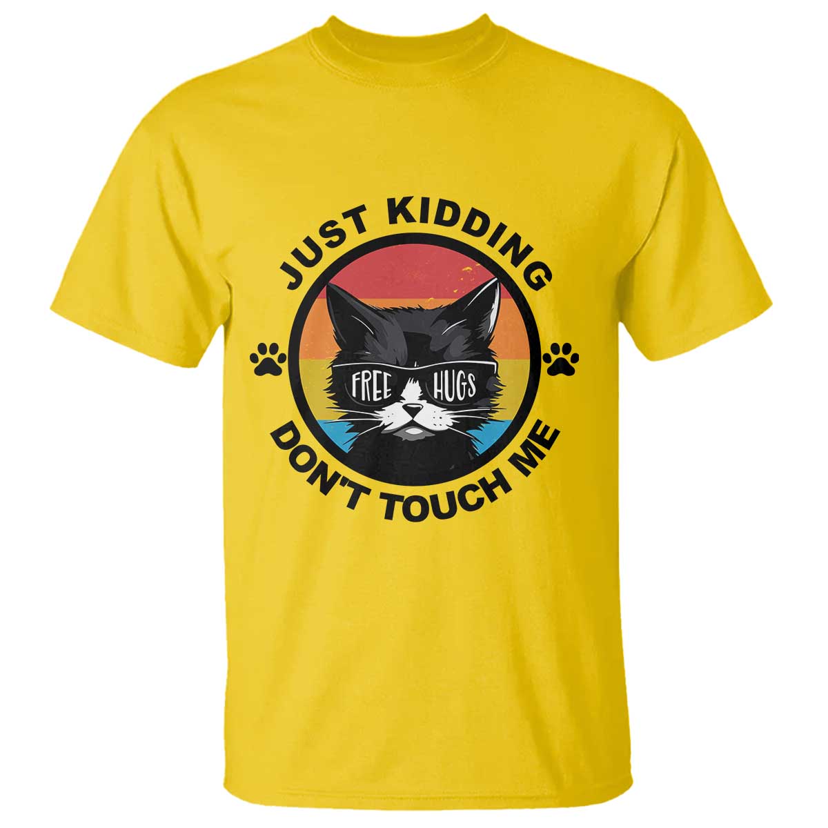 Black Cat Lovers T Shirt Free Hugs Just Kidding Do Not Touch Me Gift TS12 Daisy Print Your Wear
