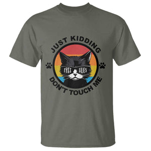 Black Cat Lovers T Shirt Free Hugs Just Kidding Do Not Touch Me Gift TS12 Military Green Print Your Wear