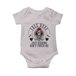 Funny Skeleton Sarcastic Gift Baby Onesie Free Hugs Do Not Touch Me TS12 Ice Gray Print Your Wear