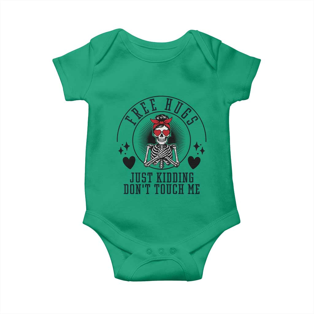 Funny Skeleton Sarcastic Gift Baby Onesie Free Hugs Do Not Touch Me TS12 Irish Green Print Your Wear