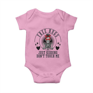 Funny Skeleton Sarcastic Gift Baby Onesie Free Hugs Do Not Touch Me TS12 Light Pink Print Your Wear