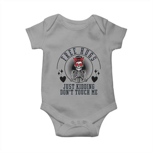 Funny Skeleton Sarcastic Gift Baby Onesie Free Hugs Do Not Touch Me TS12 Sport Gray Print Your Wear
