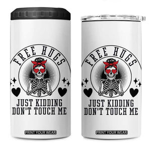 Funny Skeleton Sarcastic Gift 4 in 1 Can Cooler Tumbler Free Hugs Do Not Touch Me TS12 One Size: 16 oz White Print Your Wear