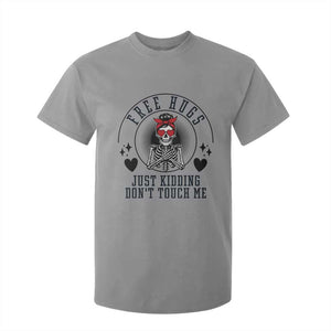 Funny Skeleton Sarcastic Gift T Shirt For Kid Free Hugs Do Not Touch Me TS12 Sport Gray Print Your Wear