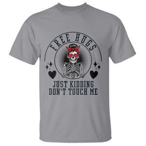 Funny Skeleton Sarcastic Gift T Shirt Free Hugs Do Not Touch Me TS12 Sport Gray Print Your Wear