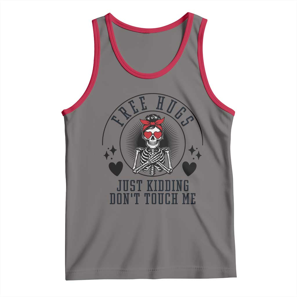 Funny Skeleton Sarcastic Gift Tank Top Free Hugs Do Not Touch Me TS12 Deep Heather Red Print Your Wear