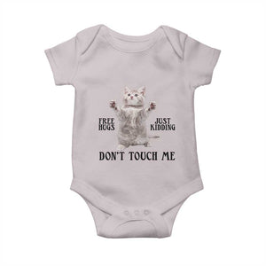 Free Hugs Do Not Touch Me Baby Onesie Funny Cat Meme TS12 Ice Gray Print Your Wear
