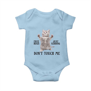 Free Hugs Do Not Touch Me Baby Onesie Funny Cat Meme TS12 Light Blue Print Your Wear