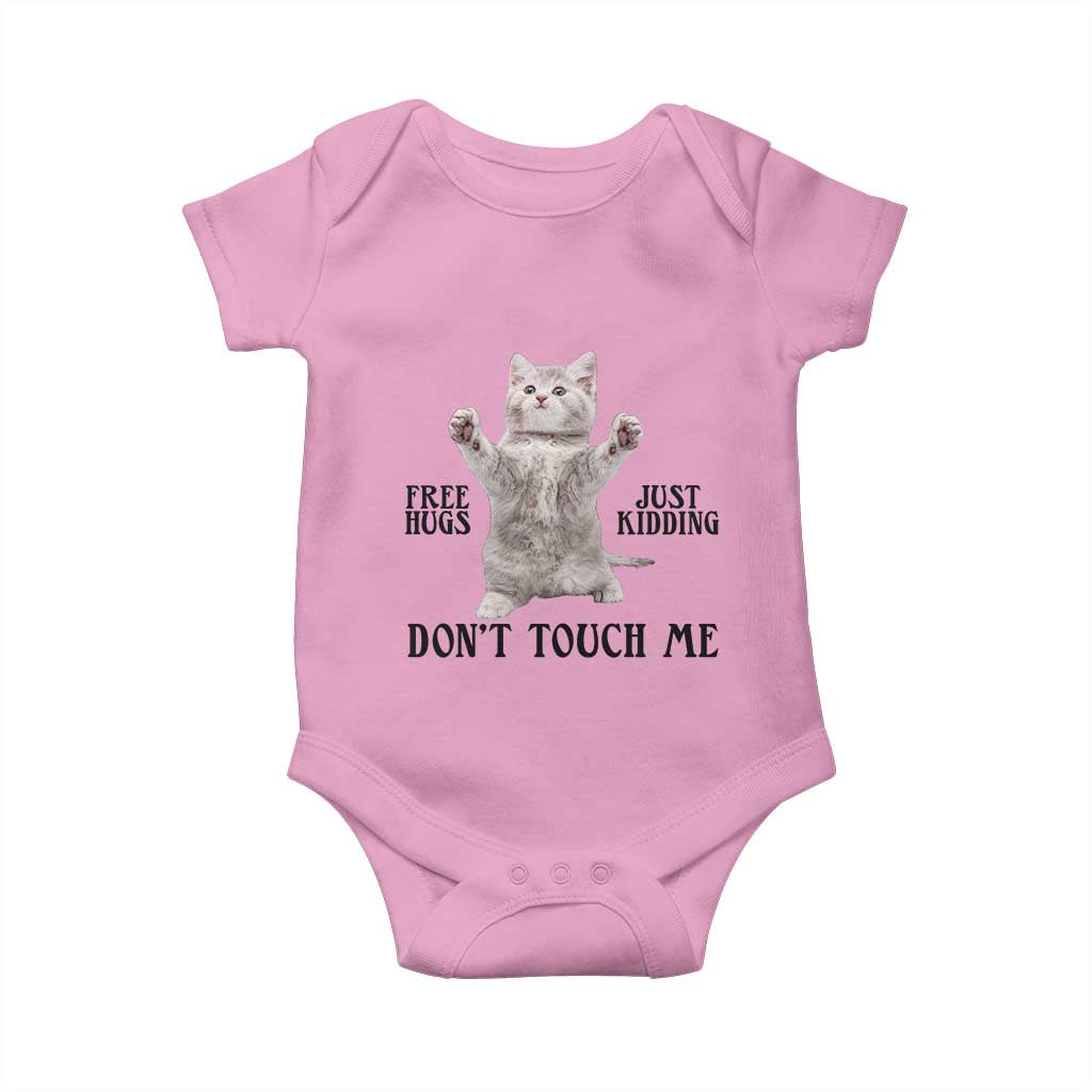 Free Hugs Do Not Touch Me Baby Onesie Funny Cat Meme TS12 Light Pink Print Your Wear