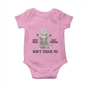 Free Hugs Do Not Touch Me Baby Onesie Funny Cat Meme TS12 Light Pink Print Your Wear