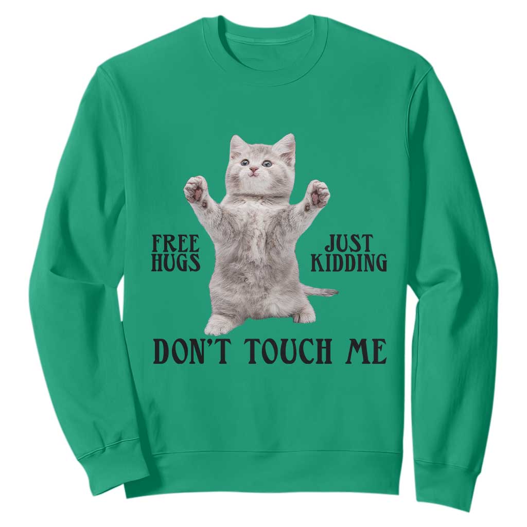 Free Hugs Do Not Touch Me Sweatshirt Funny Cat Meme TS12 Irish Green Print Your Wear